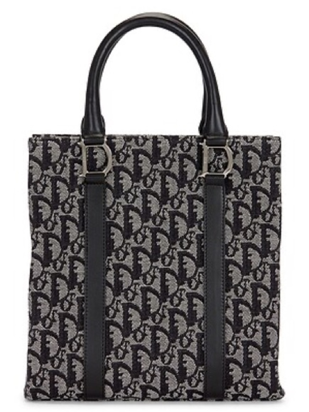 Christian Dior Vintage Diorissimo Oblique Canvas Top Handle Tote Navy Blue